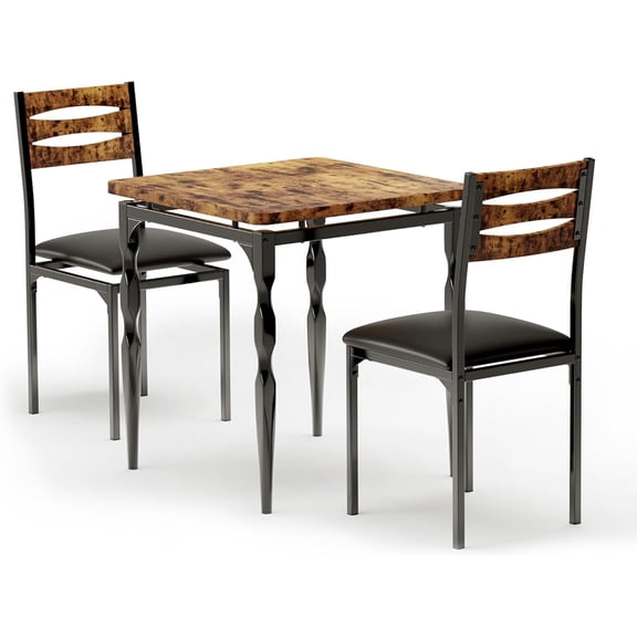 Compact 3-Piece Dining Set for Two – Modern Spiral-Leg Table & Chairs, Space-Saving Solution for Small Kitchen, Apartment, Dining Area