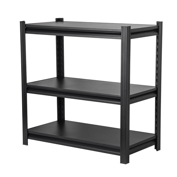 Compact 3-Tier Storage Shelves for Small Spaces, 31.5" Tall Metal Rack Organizer, Boltless Adjustable Garage Shelving, Black
