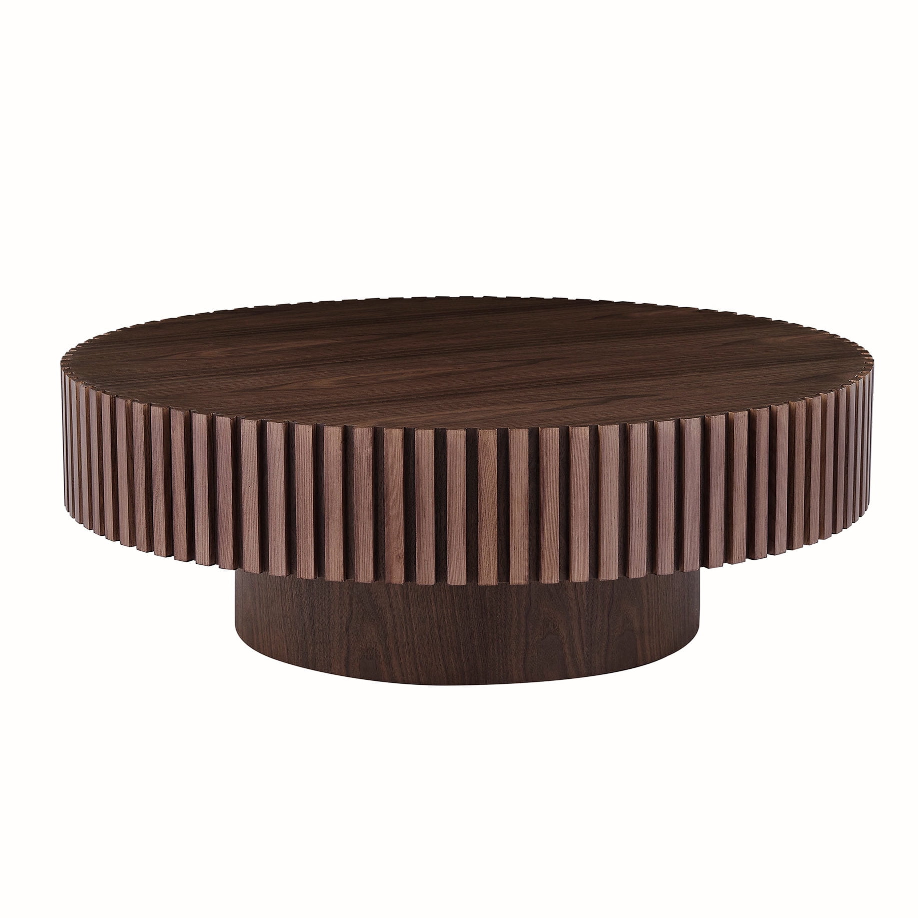 Compact 35.43 - inch Round Coffee Table in Walnut MDF for Limited ...
