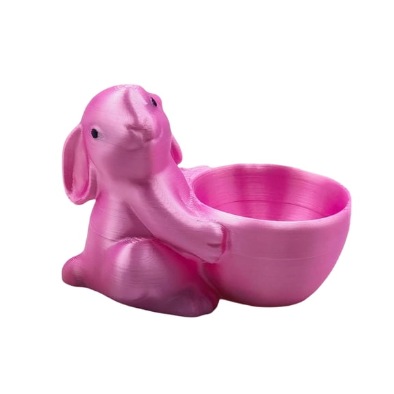 Compact 3D Printed Easter Bunny Egg Holder Cup - Cute Animal Silhouette Stand - Brunch Breakfast Table Decor - Rabbit Cutlery Rest Spring Party Prop Seasonal Gift Kitchen Dining Accessory