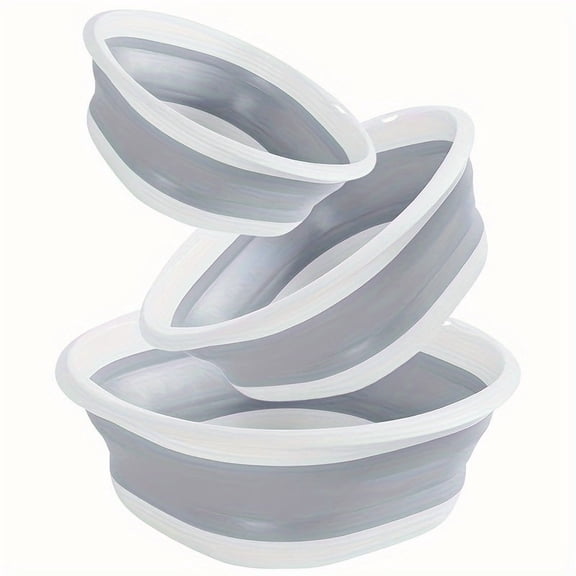 Compact 3pcs Set Includes Collapsible Sink, Portable Wash Basin, Square Dish Tub, Foldable Laundry Basket, Plastic Sink for Efficient Storage of Utensils, Fruits, Camping, Laundry, Hiking