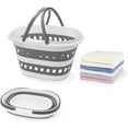 thumbnail image 1 of Compact 4.2 Gallon (16L) Collapsible Laundry Basket - Small Size with Handle - Foldable Pop-up Storage Container - Space-Saving Portable Hamper for Sorting Clothes(1,Gray), 1 of 6
