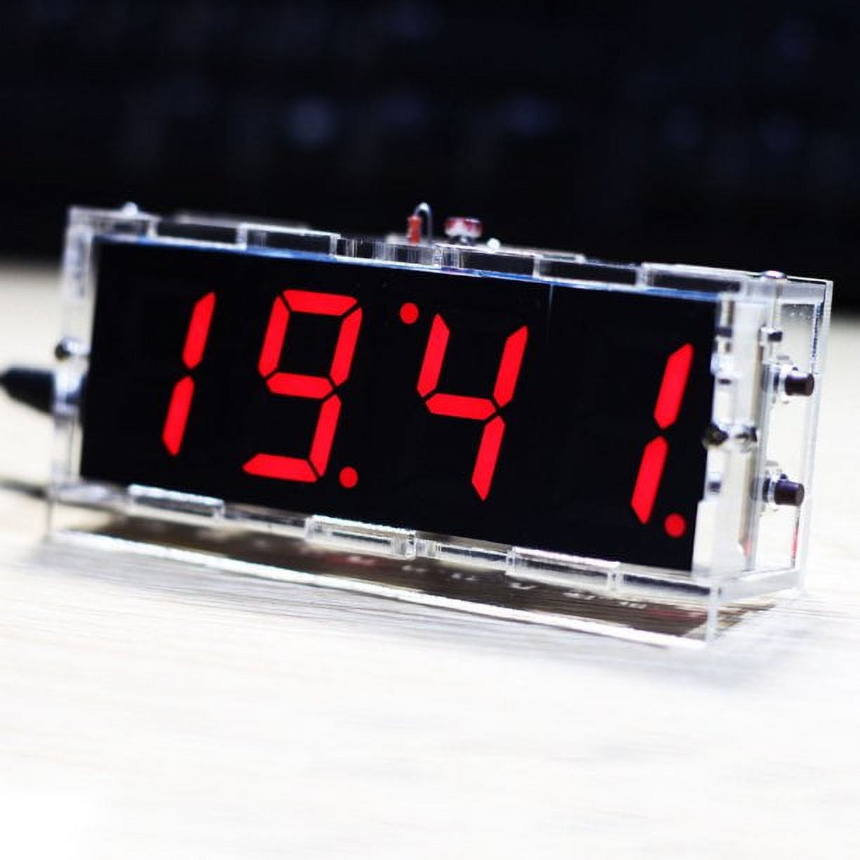 Compact 4digit DIY Digital LED Clock Kit Light Control Temperature