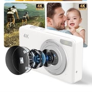 Compact 4K Ultra HD Digital Card Camera CCD Mini Digital SLR Camera 64MP 18x Optical Zoom LED Fill Light Portable Multifunctional Photo and Video Recording Camera with Tripod