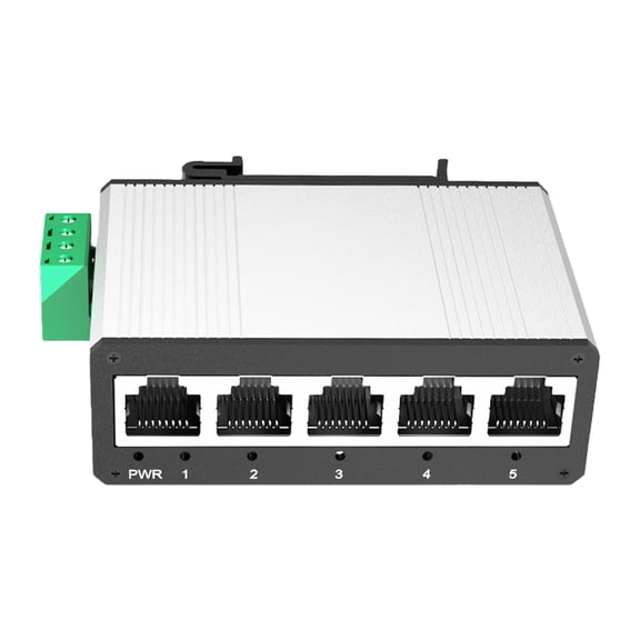 Compact 5 Port Unmanaged Industrial Switcher Aluminum Housing Supports Extreme Temperatures DIN Rails Installation