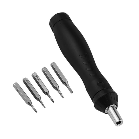 Compact 5-in-1 Ratcheting Screwdriver with Steel Bits, Rotation & Handle for Tight Space Repairs