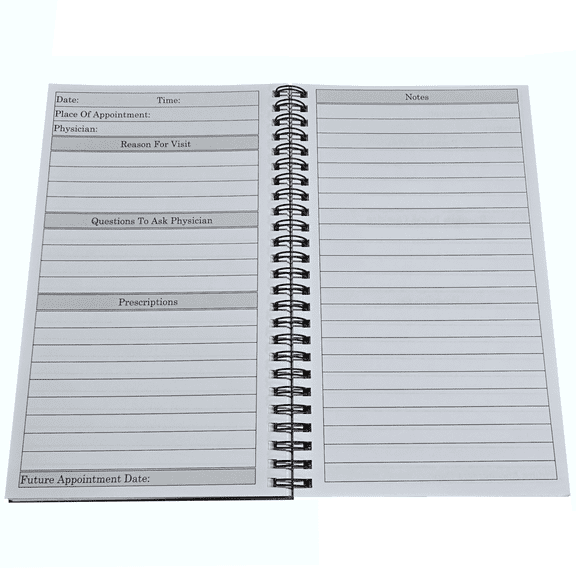 Compact 5" x 8.5" Doctor Visit Logbook - Wide Ruled Doctor Visit Planner, Journal, Notebook - Durable Wide Bound Design for Organized Medical Appointments