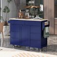 thumbnail image 1 of Compact 53" Kitchen Cart with Versatile Storage & Rubber Wood Countertop, Mobile Kitchen Island with 8 Handle-Free Drawers & 5 Rolling Wheels, Dark Blue, 1 of 30