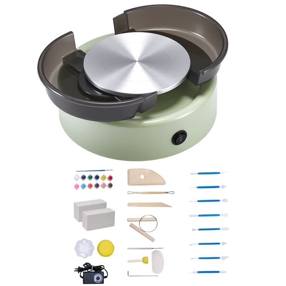 Compact 6" Electric Pottery Wheel for Beginners&, Adjustable Speed with Forward/Reverse Rotation, Includes Shaping Tools for DIY Clay Crafts at Home or Studio.