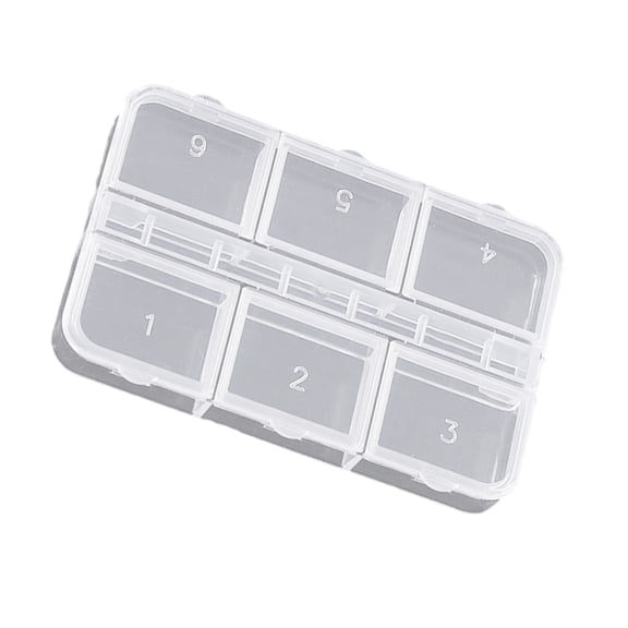 Compact 6 Section Plastic Organizers For Nails Art Equipment Small Object Storage Home Office Use