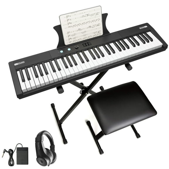 Compact 61 Key Keyboard Piano, Portable Electric Piano Keyboard Kit With 128 Tones, 128 Rhythms