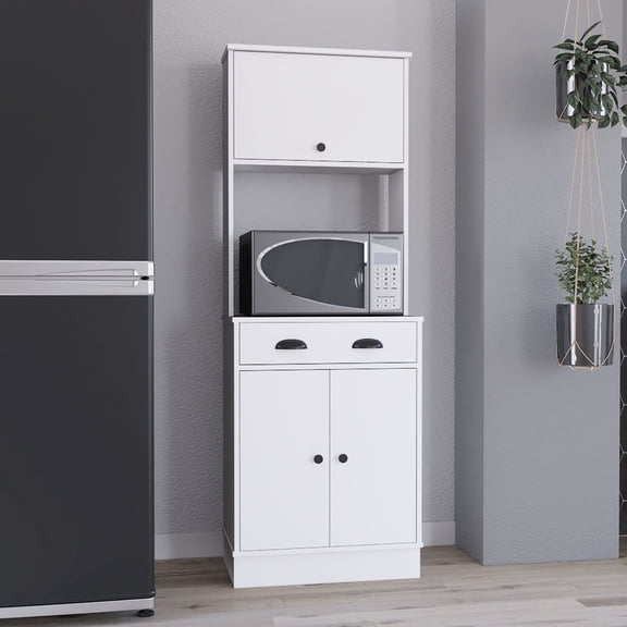 Compact 66.3" Kitchen Pantry with Drawer and Cabinets / Organize Pantry Space Stylishly