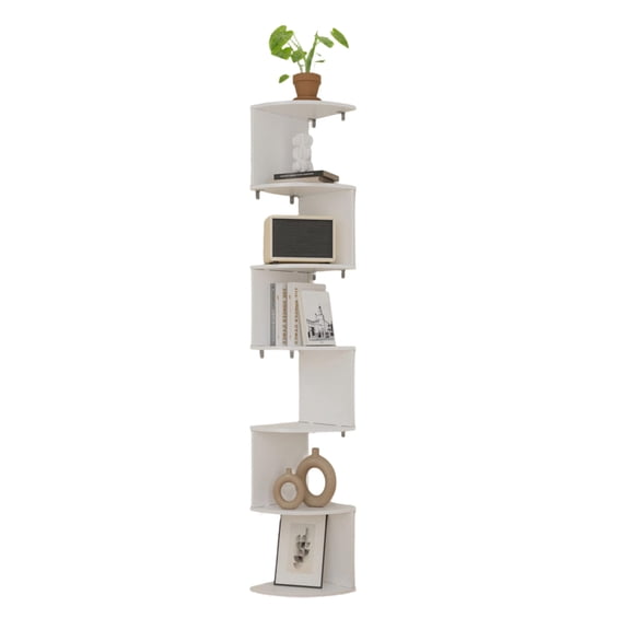 Compact 7 Section Wall Mounted Corner Shelf Ideal For Home Work Area Decor Storage And Organization