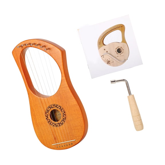 Compact 7-String Solid Harp, Easy Play Design with Natural Warm Tone, Ideal for Students & Family Performances