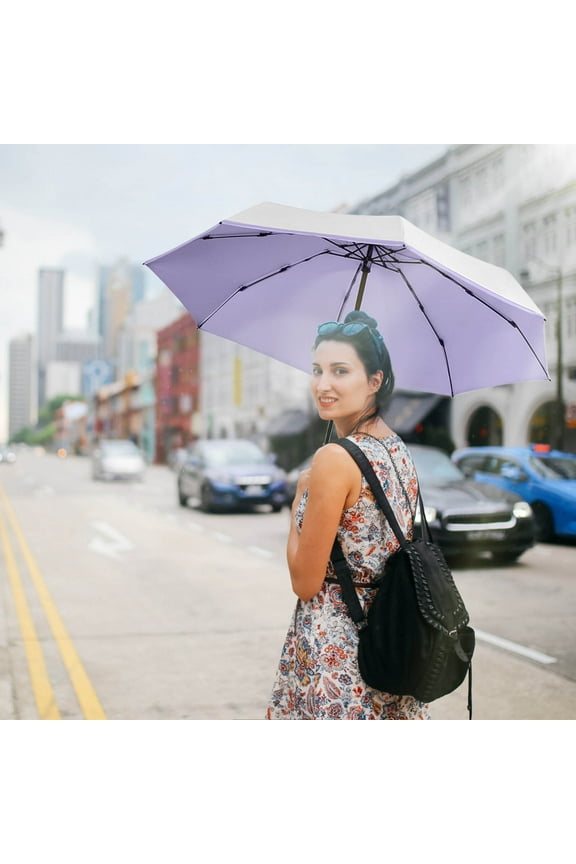 Compact 8-Rib Travel Umbrella with Windproof Fiberglass Frame Automatic Open and Close Design for Sun and Rain Protection Portable Sunshade for Campus Commute and Outdoor Activities
