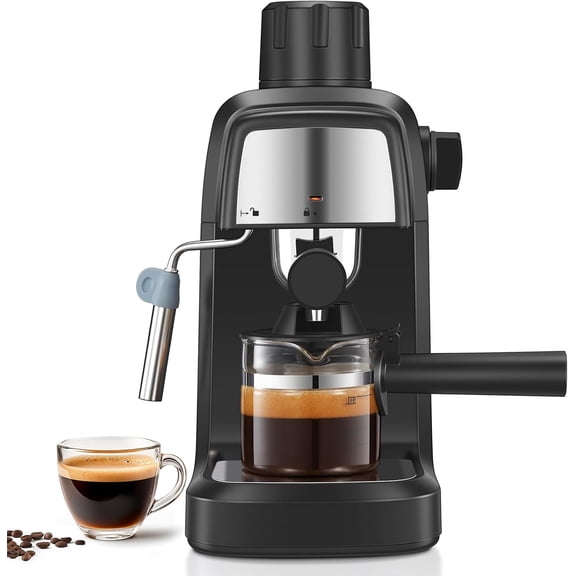 Compact 800W 3.5 Bar Espresso Machine with Steam Wand for 4-Cup Cappuccino and Latte at Home or Office