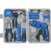 Apollo Tools Compact 81 Piece Tool Set with 3.6V Li-Ion Rechargeable USB Cordless Screwdriver - DT2020 Blue/Gray