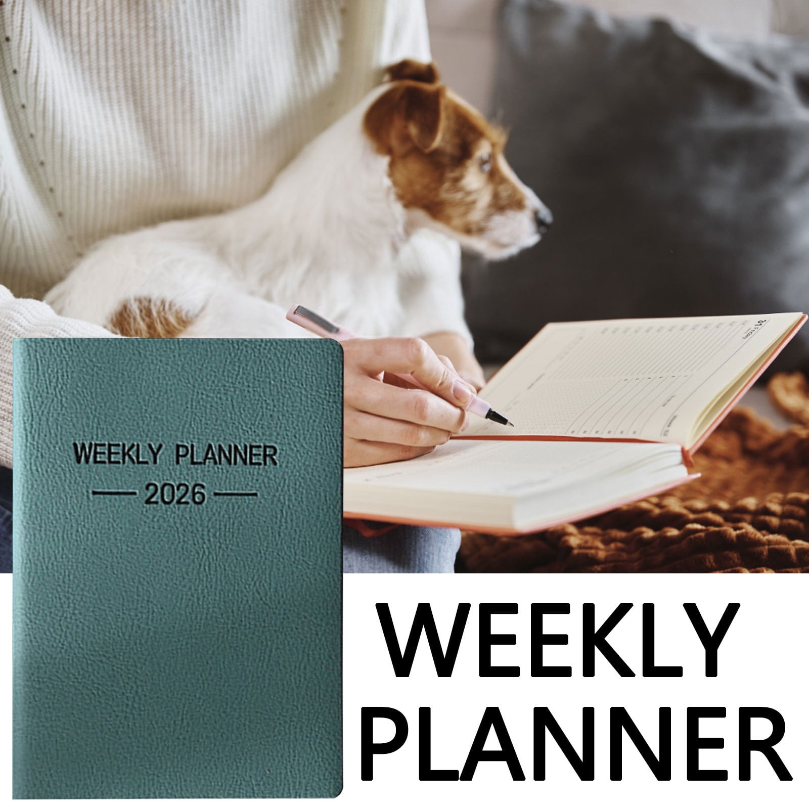 Compact a7 daily planner notebook organizer with 64 sheets portable