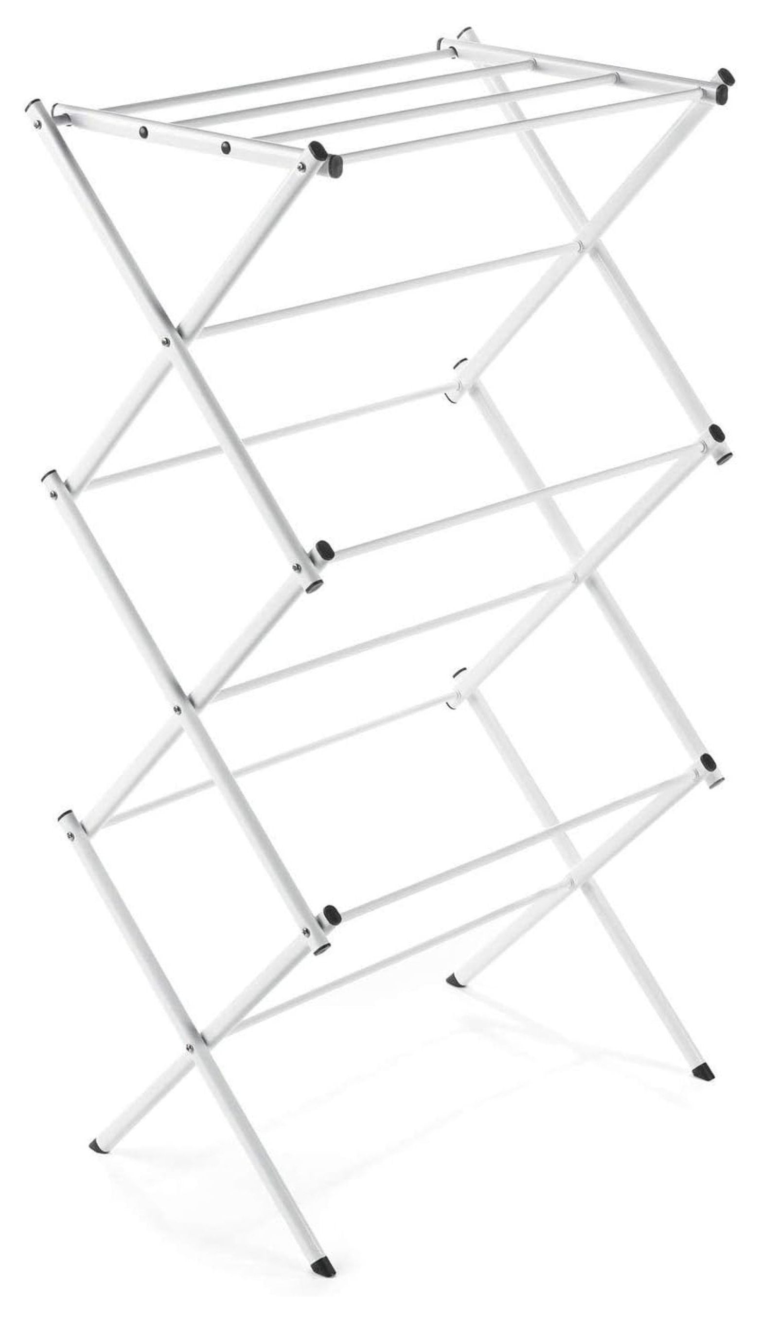 White Compact Accordion Clothes Drying Rack with 16 ft. Drying Space