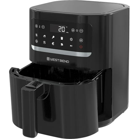 Compact Air Fryer 5-Quart Capacity with Digital Controls LCD Display and 10 Cooking Presets with Shake Reminder, Nonstick Frying Basket, 1500-Watts, Black