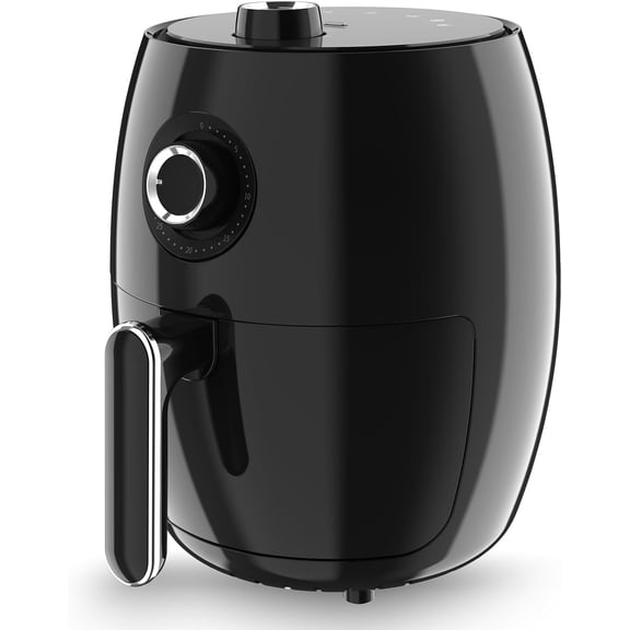 Compact Air Fryer Small 2.1QT 4-in-1 Small Mini Airfryer Compact Bake Roast Reheat 98% Less Oil Adjustable Temperature & Timer Quiet Nonstick & Dishwasher Safe Basket BPA-Free Black