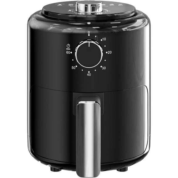 Compact Air Fryer Small 2QT 4-in-1 Small Mini Airfryer Bake Roast Reheat 98% Less Oil Adjustable Temperature Control w 60min Timer Quiet Nonstick & Dishwasher Safe Basket BPA-Free Black