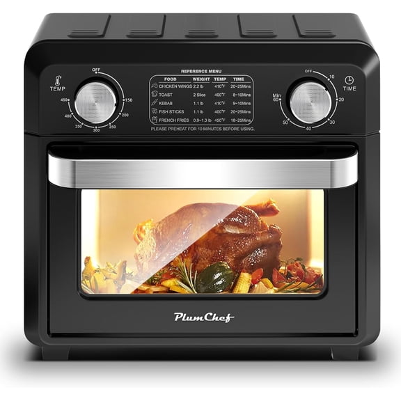 Compact Air Fryer Toaster Oven 11QT, 2 Slice Toast, Countertop Oven, Warm, Broil, Toast, Bake, Air Fry, Oil-Free,60-Minute Timer,1000W,Black
