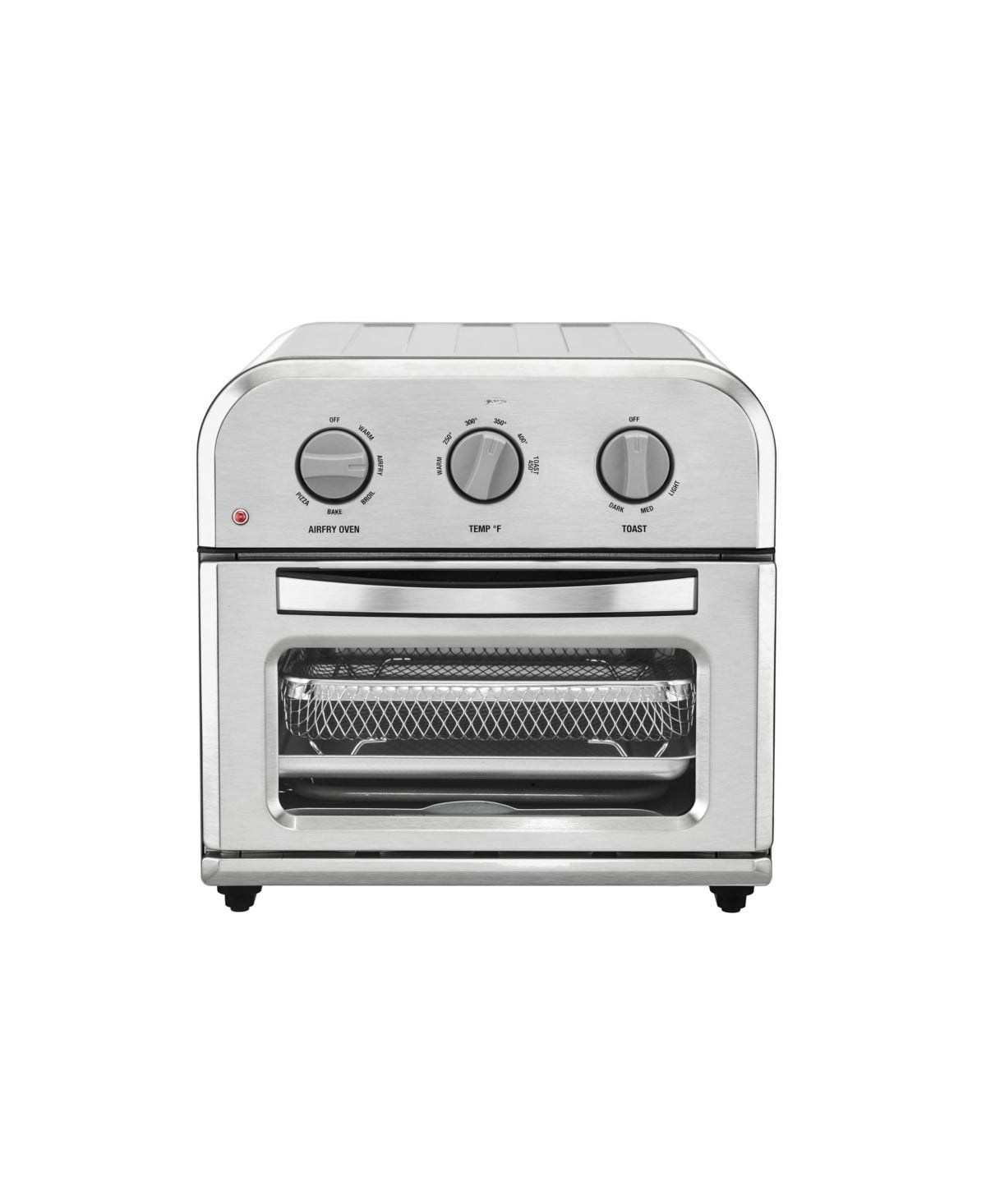 Compact Air Fryer Toaster Oven with Convection, 6 Presets, 0.6 cu ft Interior, 450 °F Max Temp, Silver & Black