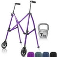 thumbnail image 1 of Vive Compact Airframe Lightweight Rolling Walker for Seniors – Foldable Aluminum Mobility Aid with 6” Front Wheels, Rear Ski Glides, Adjustable Height, Portable Travel Walker, Purple, 1 of 9