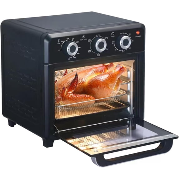 Compact Airfryer Toaster Oven, 1400W 21QT with 6-in-1 Multifunctions and Wide Temperature Range, Air Fryer Oven with 60-Minute Timer/Auto-Off, Stainless Steel Countertop Oven