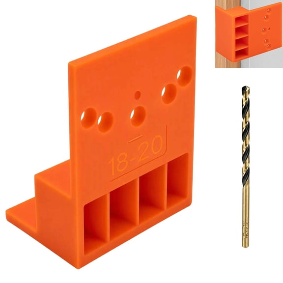 Compact Alignment Jig, 2.87 x 2.36 Inch Stepped Positioning Plate, Woodworking Locator for Cabinet Side Filler Panel Hole Alignment, Jig With Drill Bit