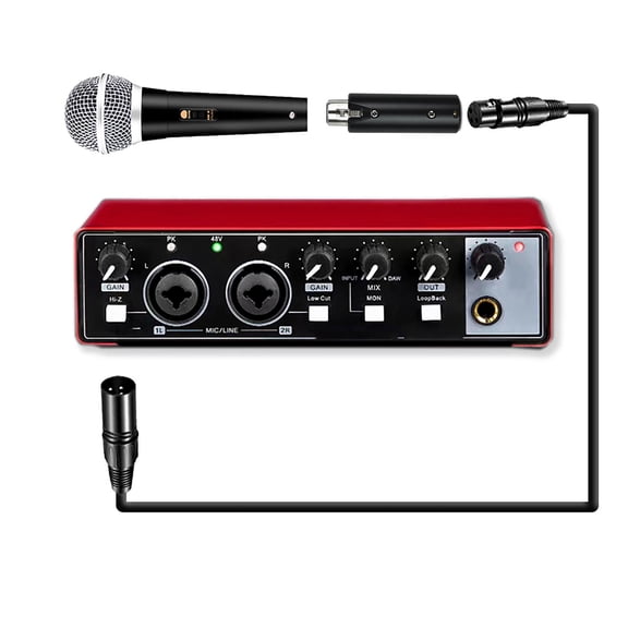 Compact Aluminum Microphone Preamp with +35dB Gain, 48V Power, Low Noise for Dynamic Mics