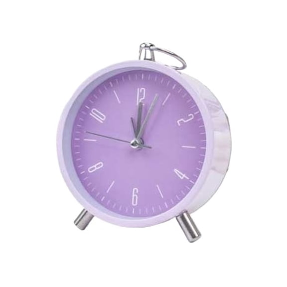 Compact Analog Alarm Clock for Students Bedroom Desk Purple