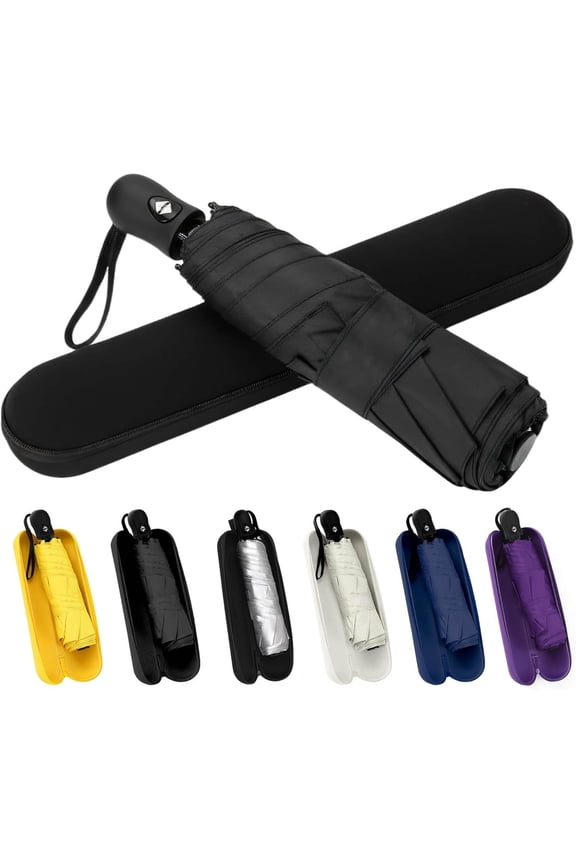 Compact Automatic Travel Umbrella with Case, Folding Sun UV, Pocket Purse Umbrella