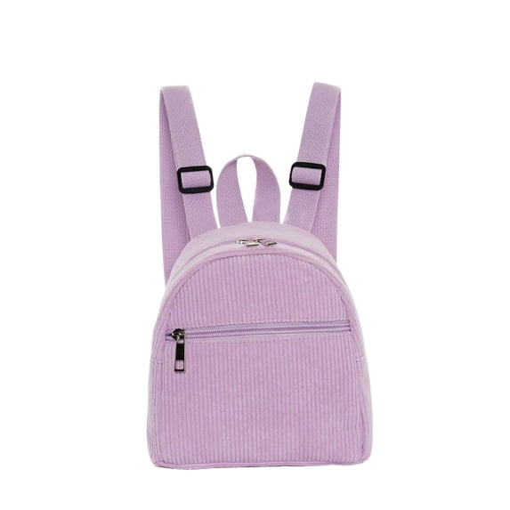 Compact Backpack, Backpack Straps, Adjustable Straps, Corduroy Material, 9X7 In, Light Purple, Small Carrying, Everyday Travel, 1 Pc