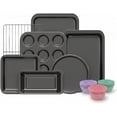 thumbnail image 1 of Compact Baking Pans Sets, Nonstick Bakeware Sets 19-Piece with Round/Square Cake Pan, Loaf Pan, Muffin Pan, Cookie Sheet, Roast Pan, Cooling Rack, Carbon Steel Bake Set, 1 of 4