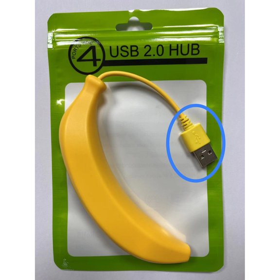 Compact Banana-Shaped 4-Port USB 2.0 Hub Splitter, Multi-Port USB Expander Adapter for High-Speed Data Transfer and Extension on Laptops, Desktops, and PCs
