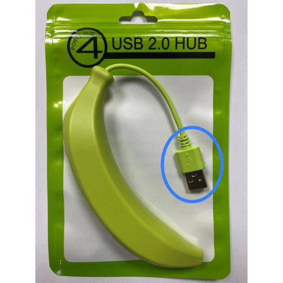 Compact Banana-Shaped 4-Port USB 2.0 Hub Splitter, Multi-Port USB Expander Adapter for High-Speed Data Transfer and Extension on Laptops, Desktops, and PCs