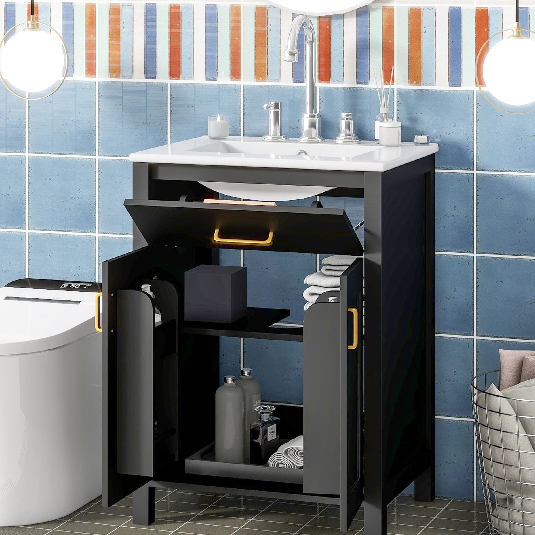 Compact Bathroom Vanity+2 Soft Close Cabinets"-"Small Bathroom Setups ...