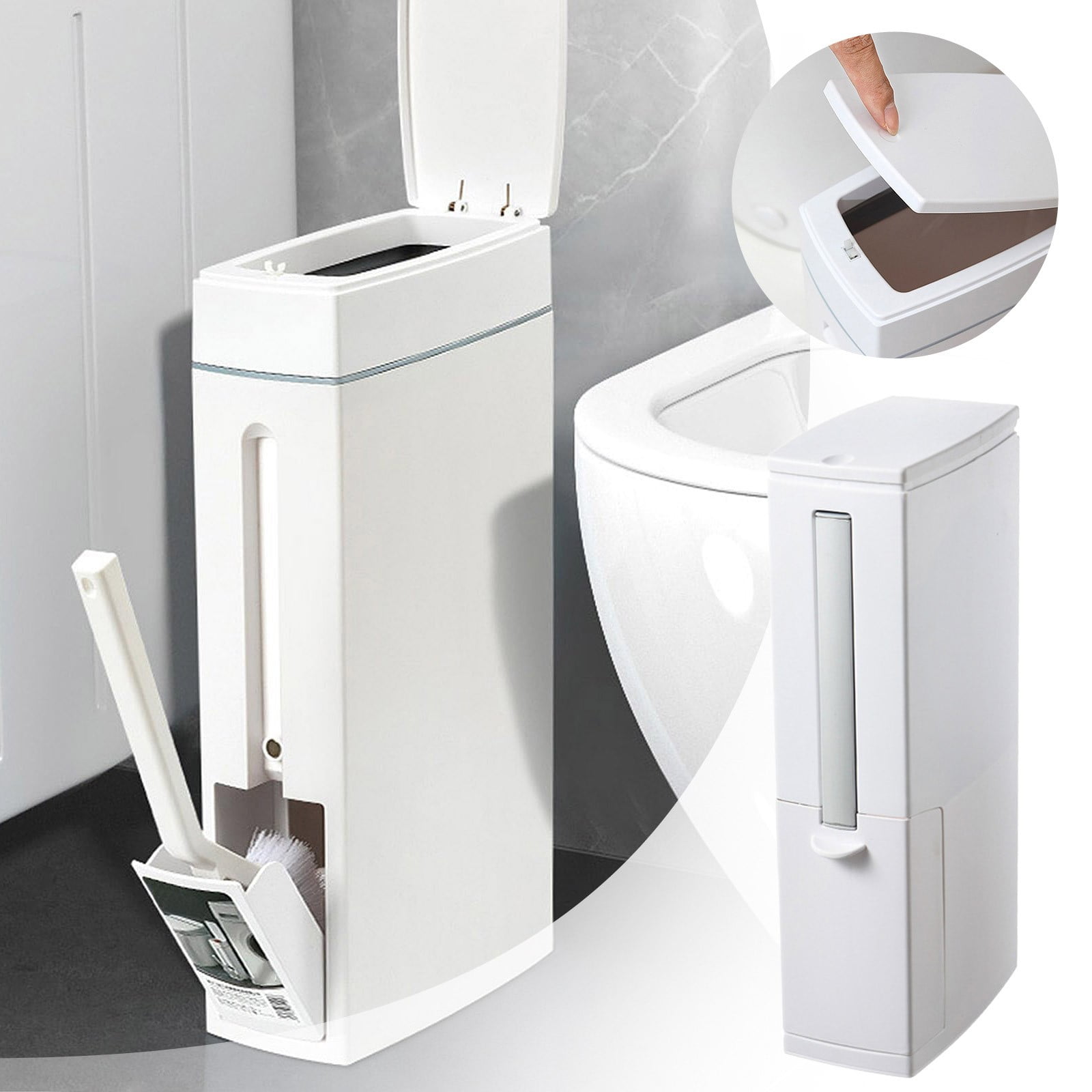 Compact Bathroom With Integrated Toilet Brush Holder To Compact Design