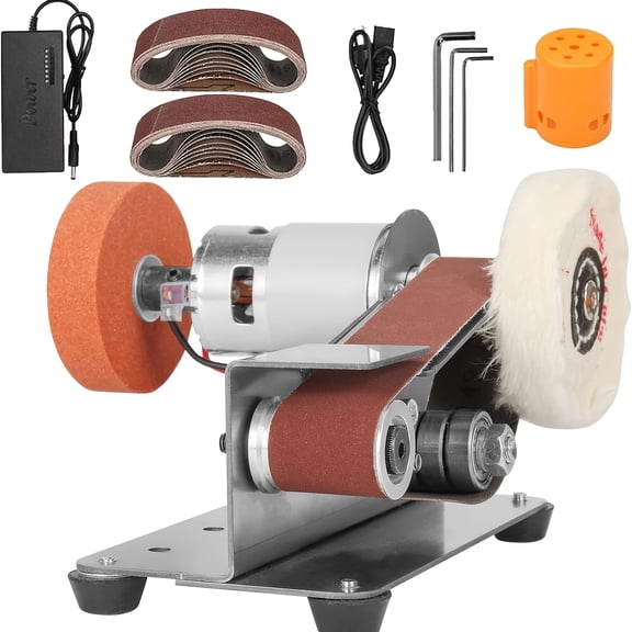 Compact Belt Sander with a 15-Degree Angle, Electric Belt Grinder, And Spindle Sander Featuring 7 Speed Settings, Ideal for Sharpening Knives And Polishing in Metal And Woodworking Projects