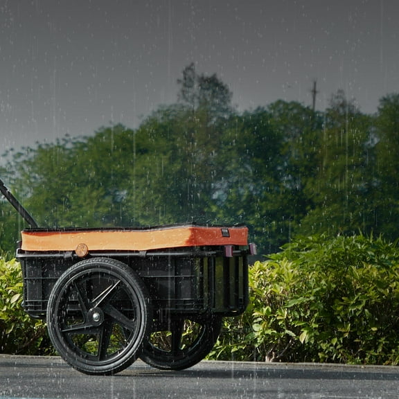 Compact Bike Cargo Trailer, 88lb Capacity, Foldable Storage, 16" Wheels, Universal Hitch & Waterproof Cover, Fits 24-28" Bicycles