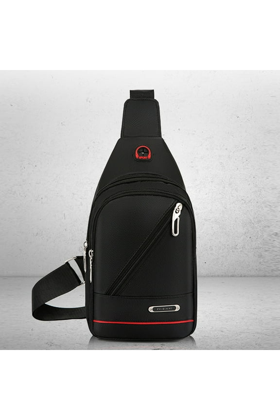 Compact Black Sling Bag with Dual Zipper Compartments, Adjustable Strap for Everyday Use, Travel, or Casual Outings