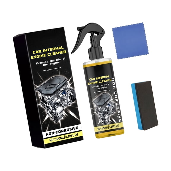 Compact Bottle Engine Cleaner for Vehicle Upkeep, 100ml Engine Compartment Care Set with Towel Sponge for Garage Maintenance Support