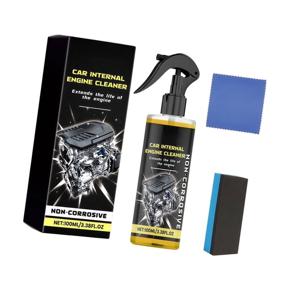 Compact Bottle Engine Cleaner for Vehicle Upkeep, 100ml Engine Compartment Care Set with Towel Sponge for Garage Maintenance Support