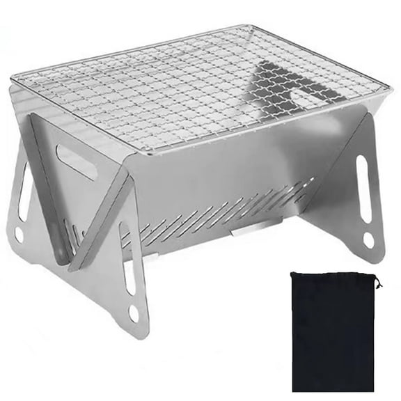 Bopika Compact Camp Stove, Portable Backpacking Stove with Grill for Outdoor Cooking Adventures, Stainless Steel