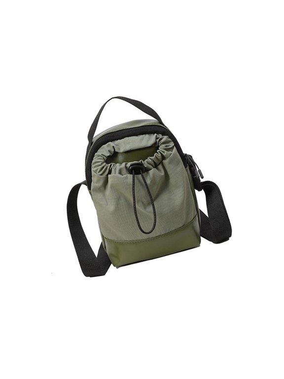 Compact Canvas Crossbody Bag A Drawstring Closure Storage Bags Shoulder Purse
