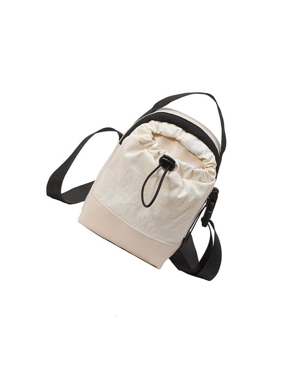 Compact Canvas Crossbody Bag A Drawstring Closure Storage Bags Shoulder Purse