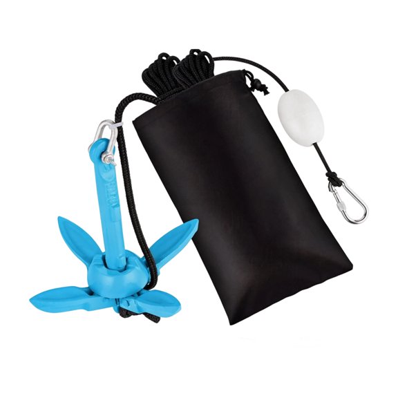 Compact Carbon Steel Marine Mooring Set Includes Floating Buoy & Carabiner Lock Rings Foldable Kayak Mooring Set for Small Boats