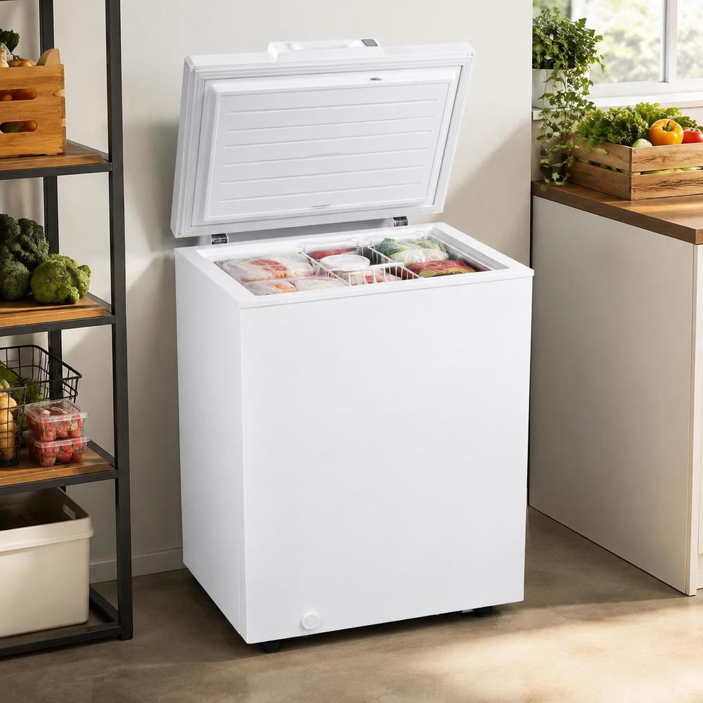 Top Box Freezer Compact Chest Freezer, 3.3 Cu.Ft, Top Open Door, 2 Removable Baskets ...